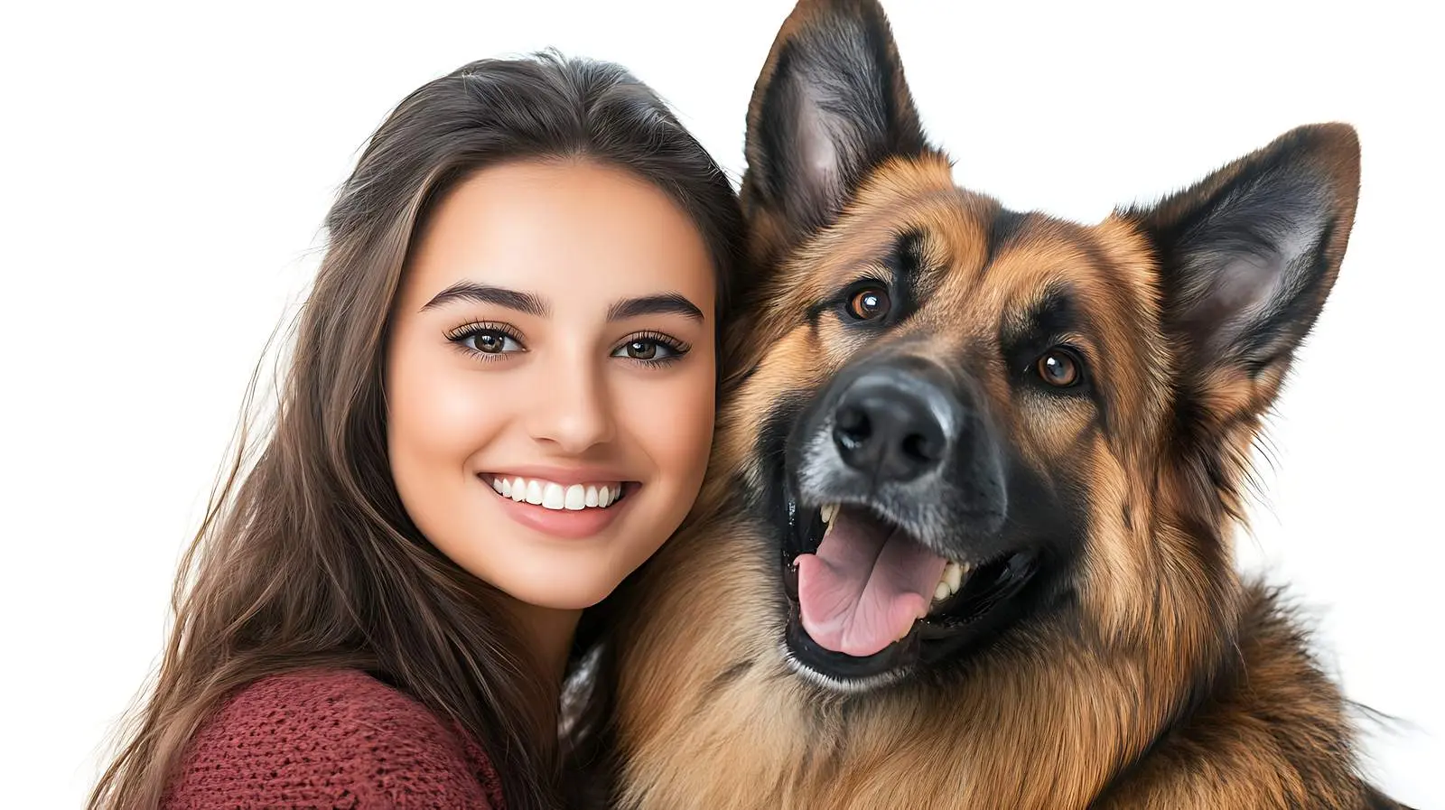 Smiling Woman with German Shepherd Dog — free download from Dotvec