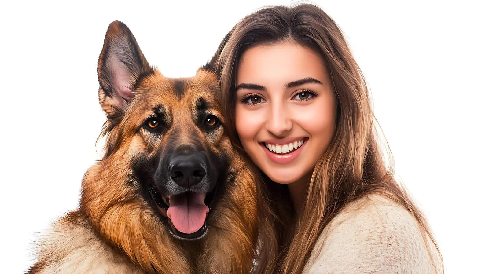 Smiling Woman with German Shepherd Portrait — free download from Dotvec