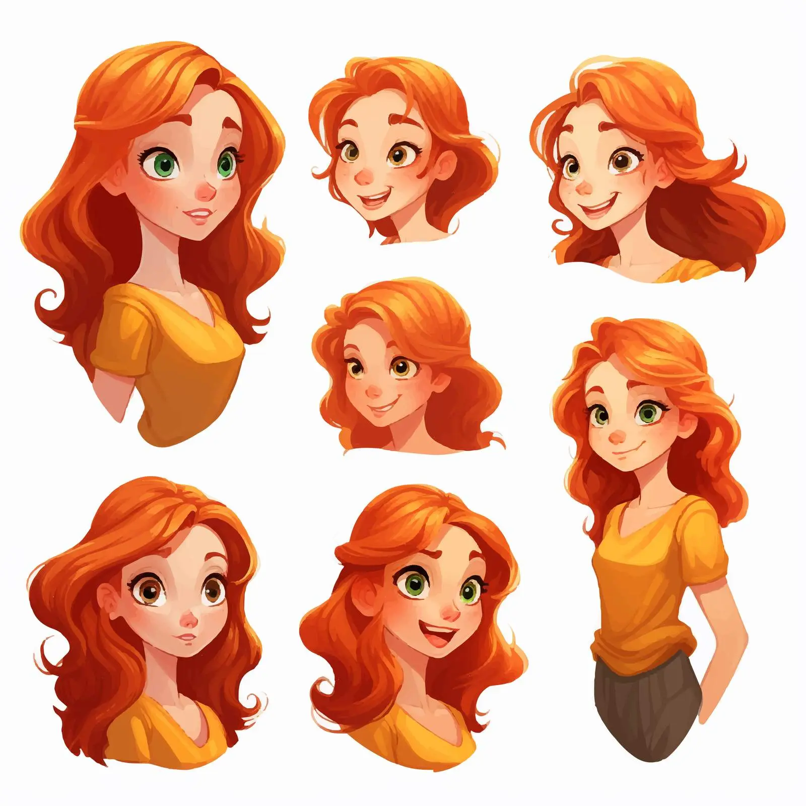 Young Girl with Orange Hair Vector Art — free download from Dotvec
