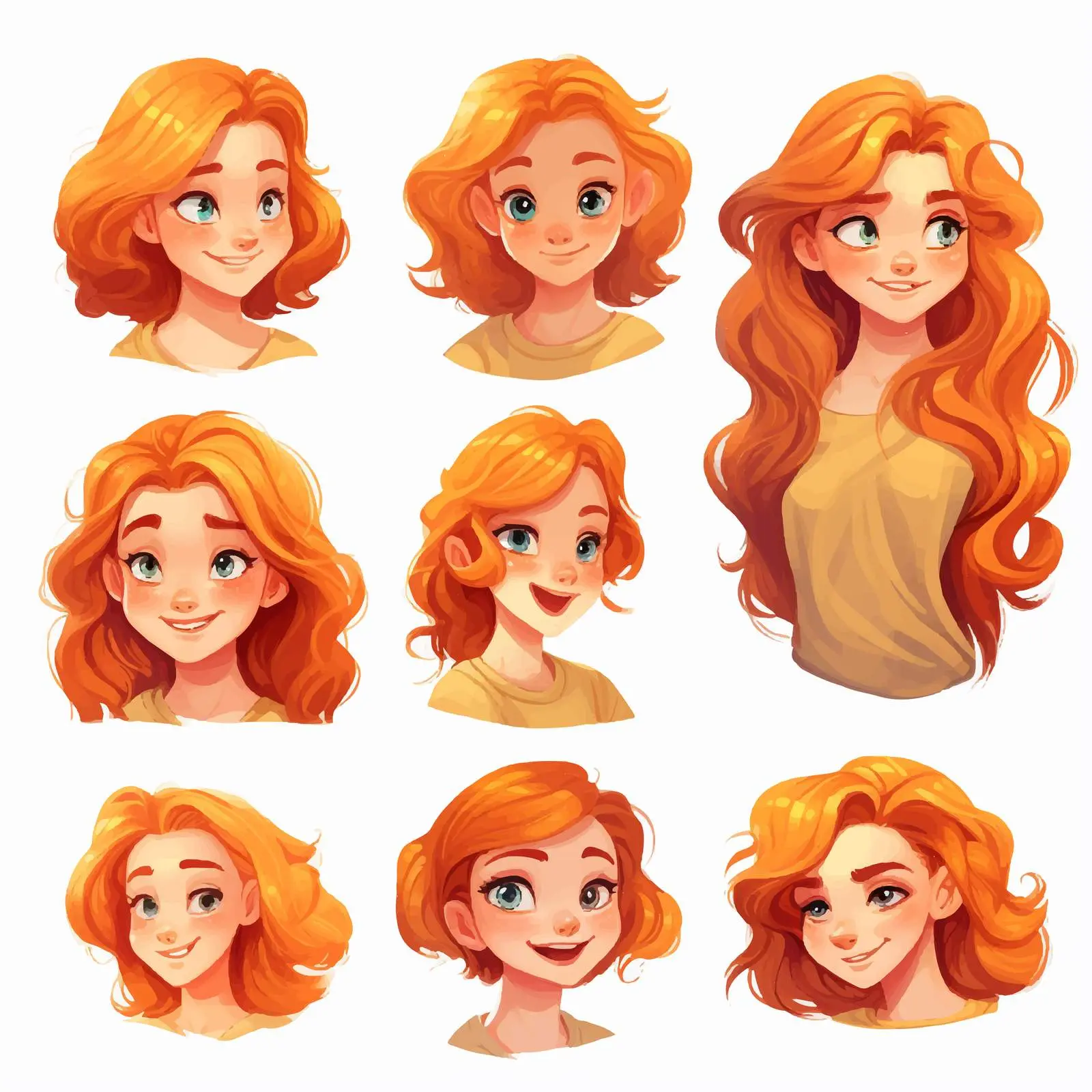 Young Girl with Orange Hair Art Vector — free download from Dotvec