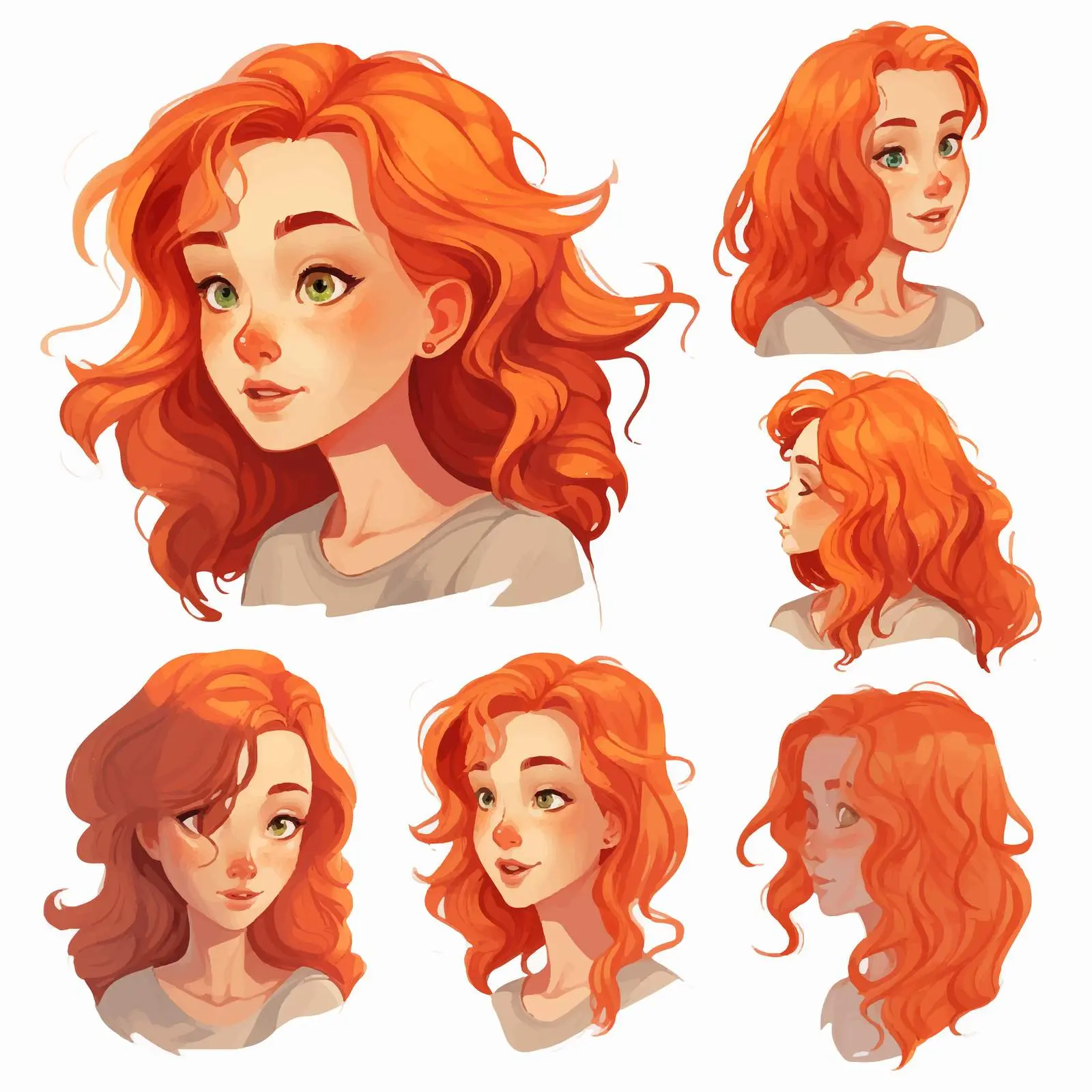 Young Girl Portrait with Orange Hair — free download from Dotvec