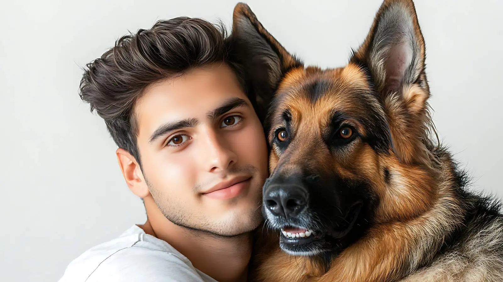 Young Man with German Shepherd Portrait — free download from Dotvec
