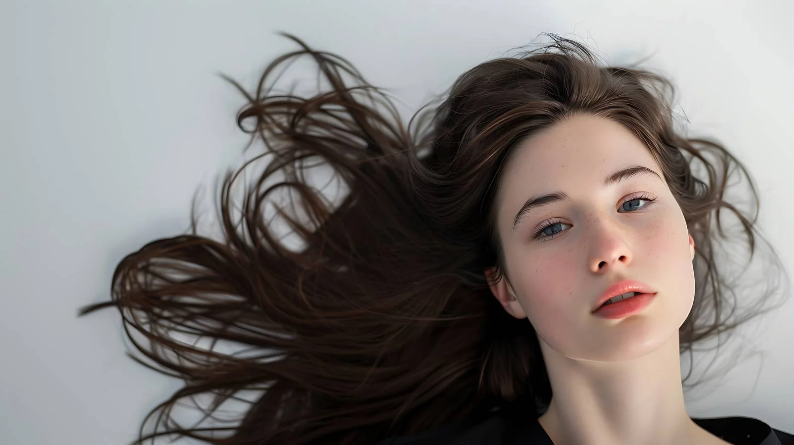 Graceful Young Woman with Flowing Hair — free download from Dotvec