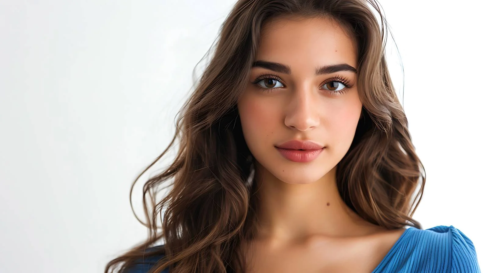 Elegant Brunette Woman in Blue Top — free download from Dotvec