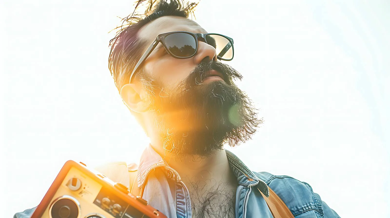 Bearded Man with Portable Radio — free download from Dotvec