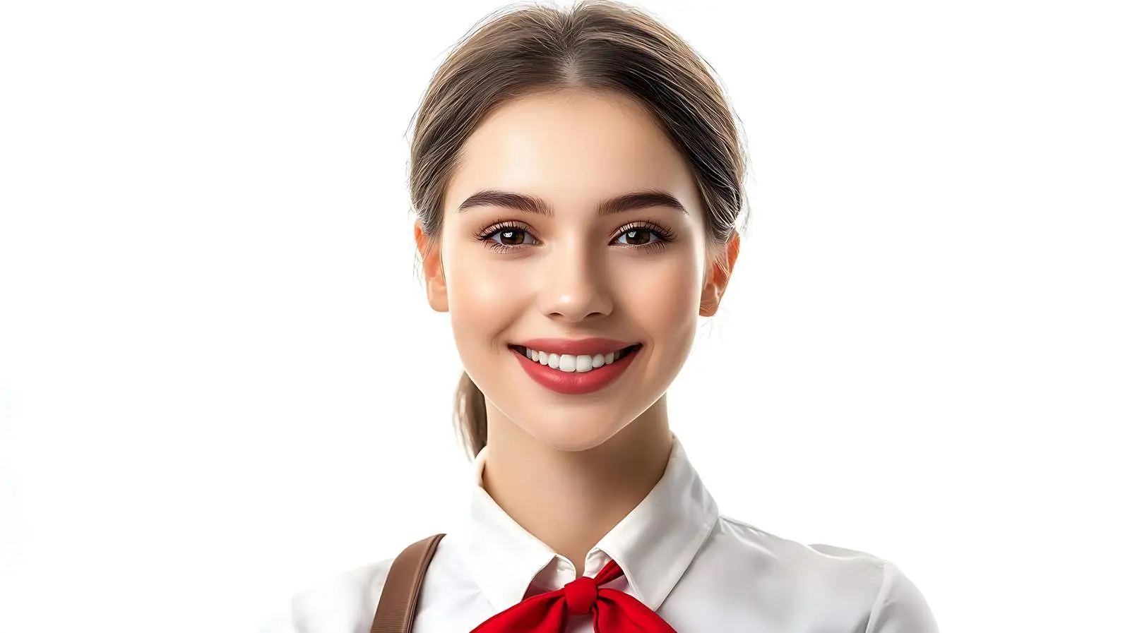 Smiling Stewardess Portrait on White Background – free depiction image from Dotvec