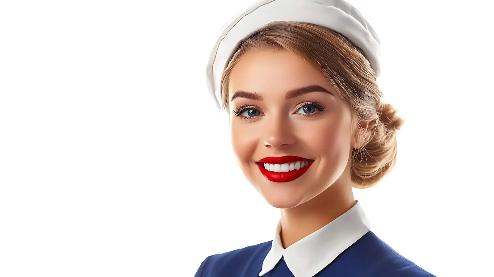 Beautiful Smiling Stewardess Isolated on White Background — free download from Dotvec
