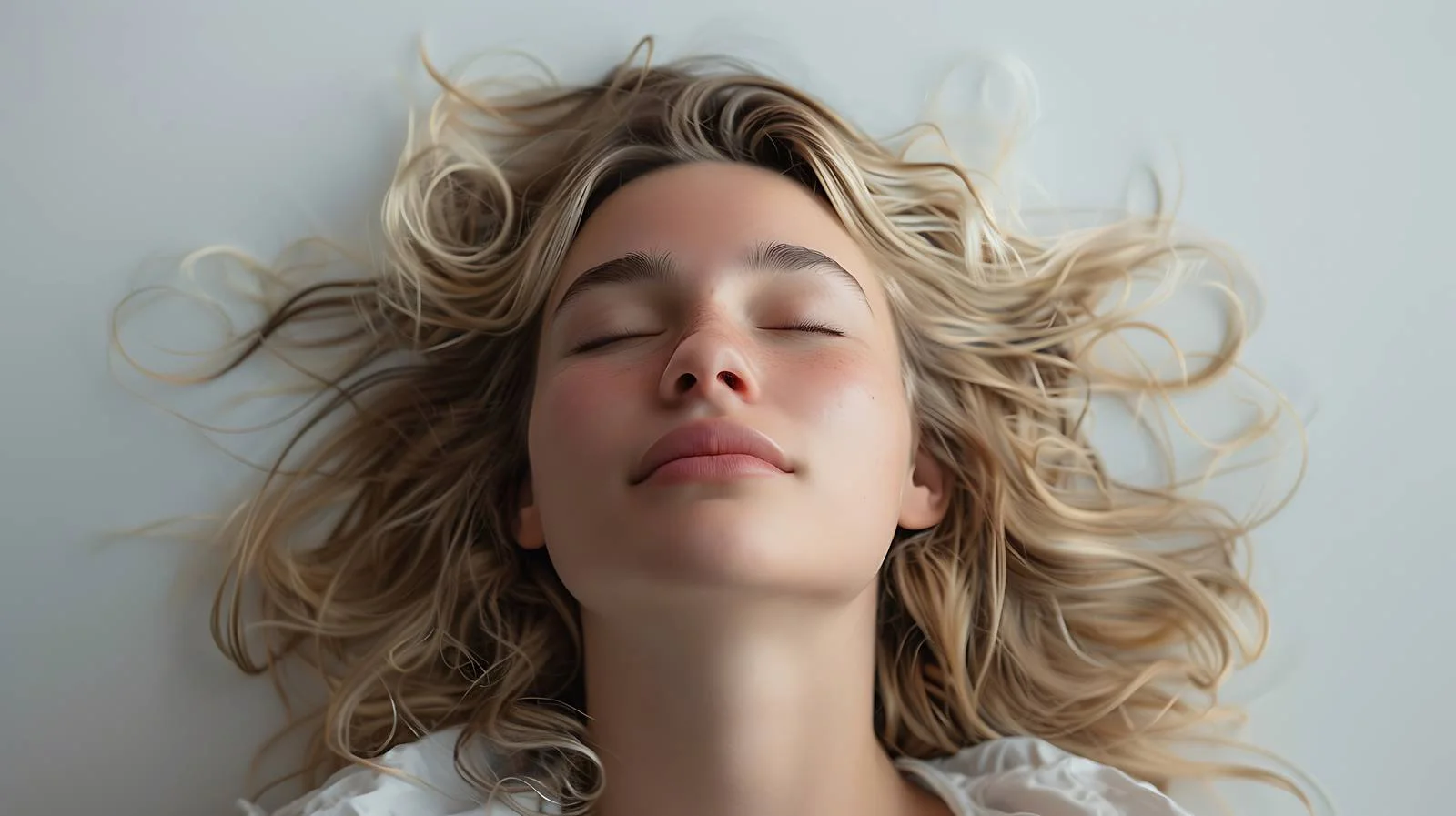Serene Woman Lying Floor Portrait — free download from Dotvec