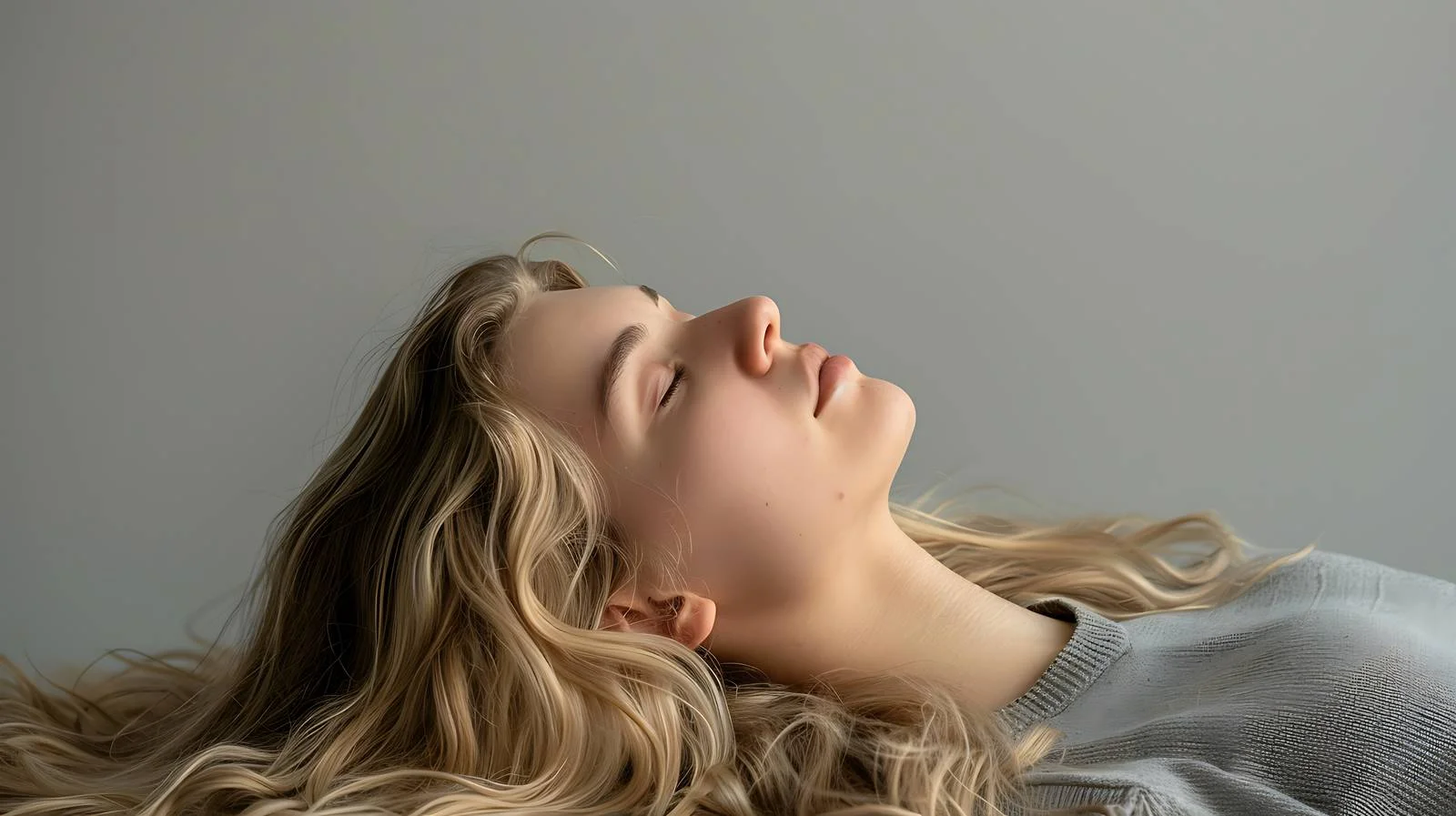 Blond Woman Lying on Floor Portrait — free download from Dotvec