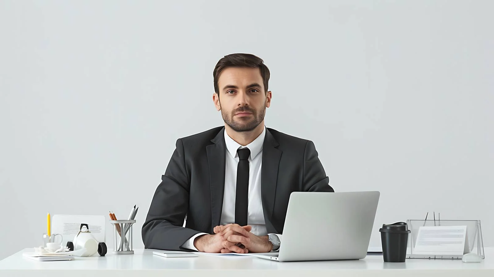 Professional Businessman Office Desk Portrait — free download from Dotvec