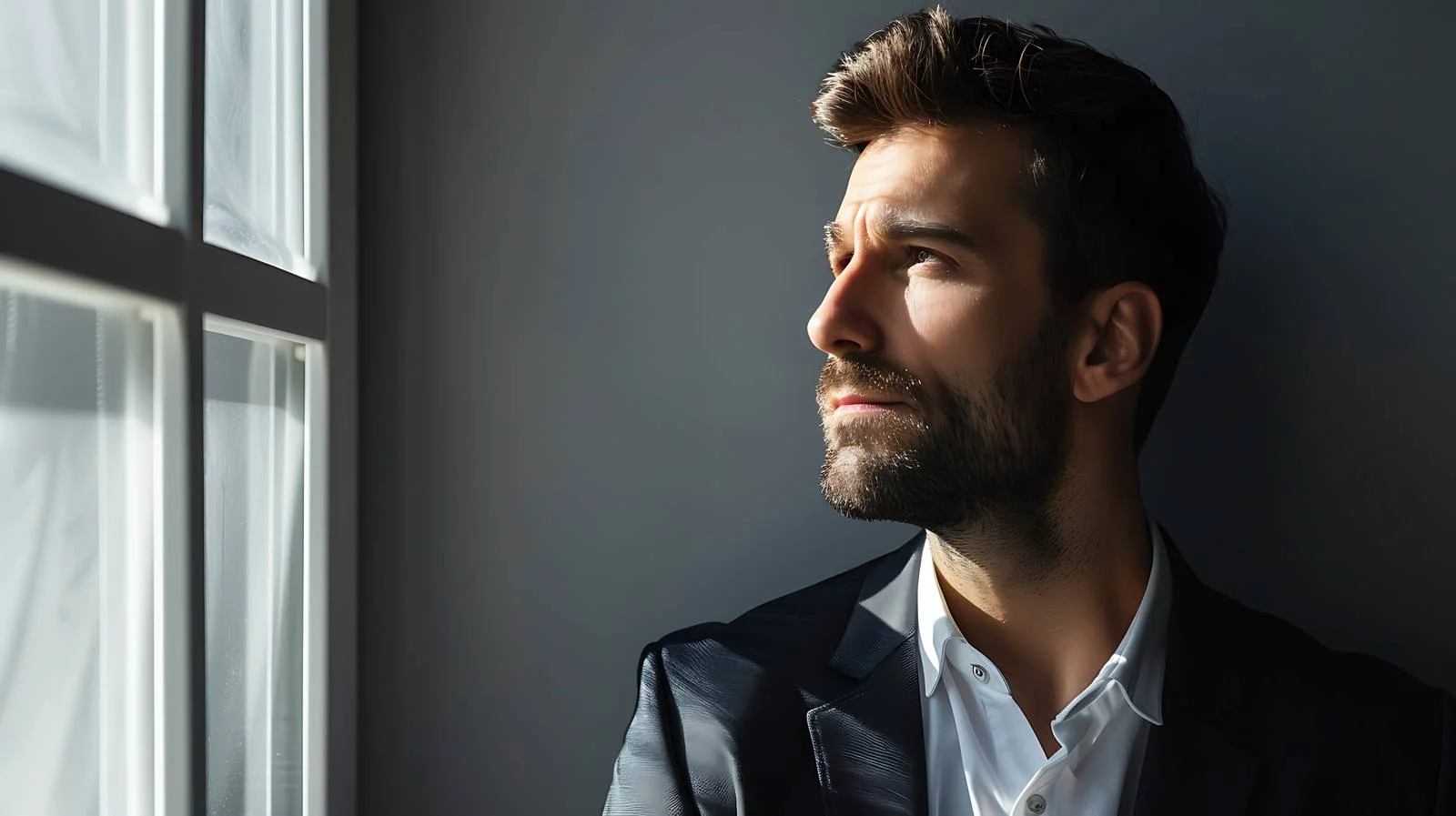 Businessman Contemplating Through Window — free download from Dotvec