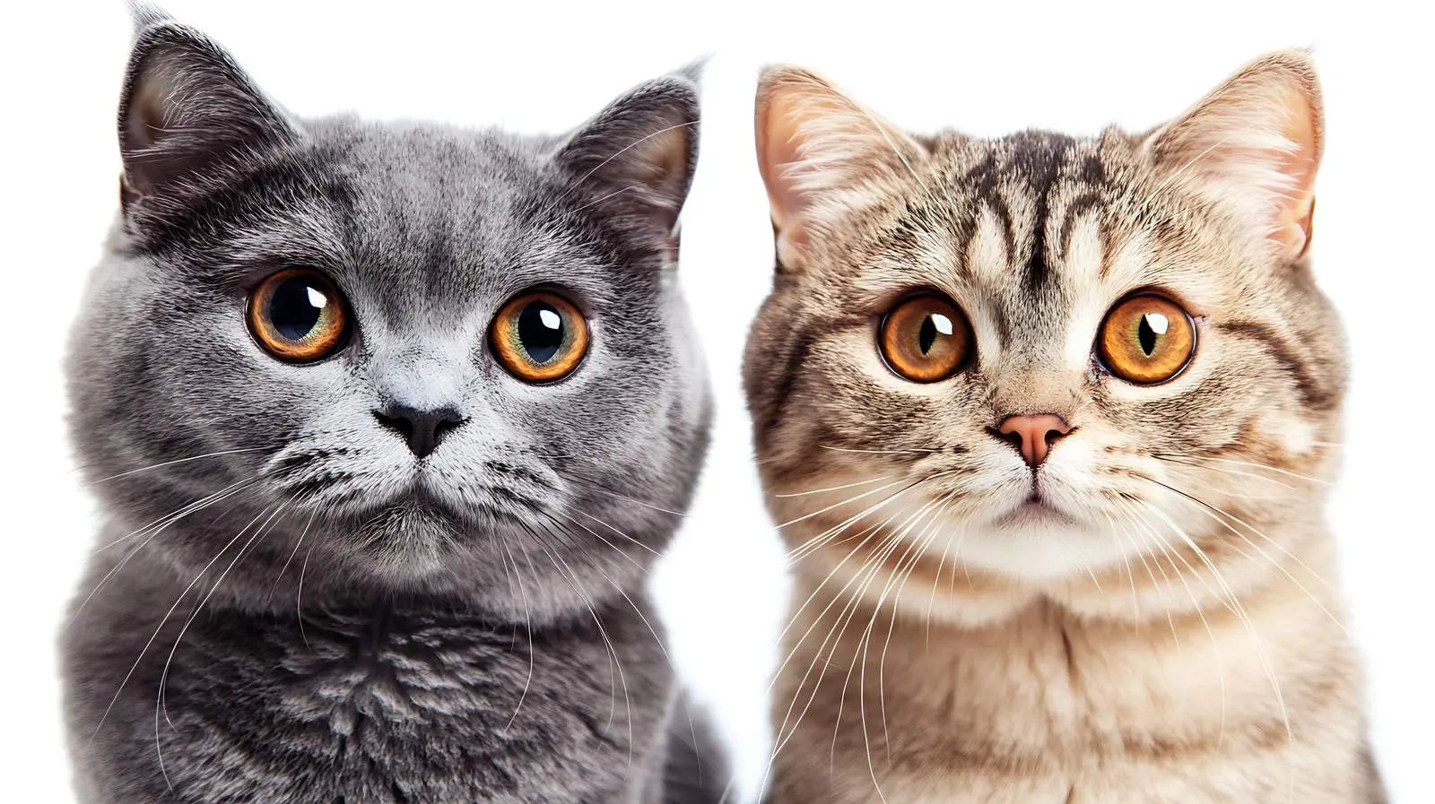 Scottish Fold and Straight Cats Closeup Portrait – free feline friends image from Dotvec
