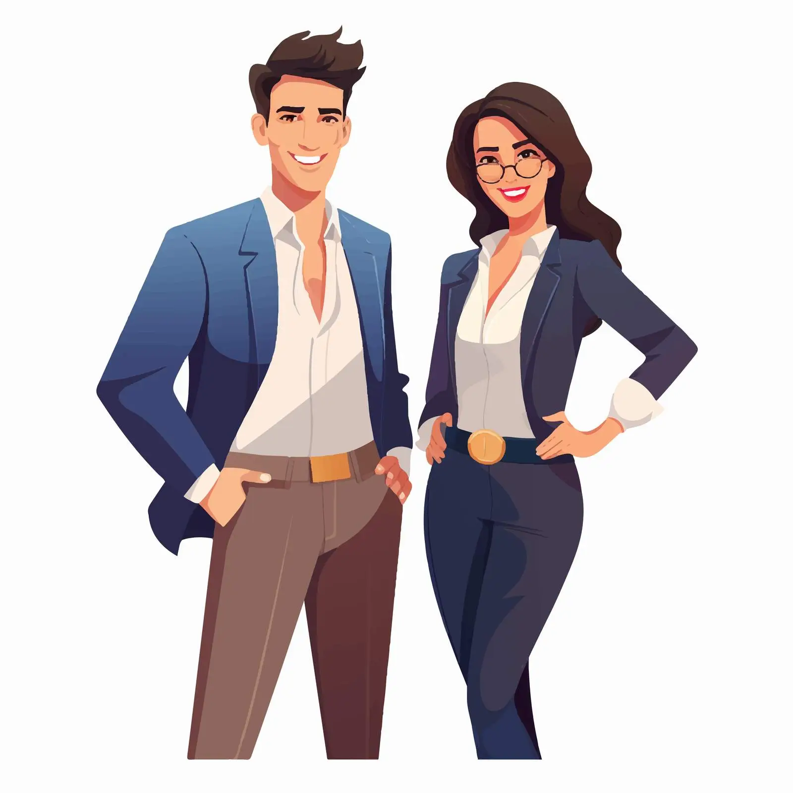 Cheerful Couple in Casual Clothes Illustration — free download from Dotvec