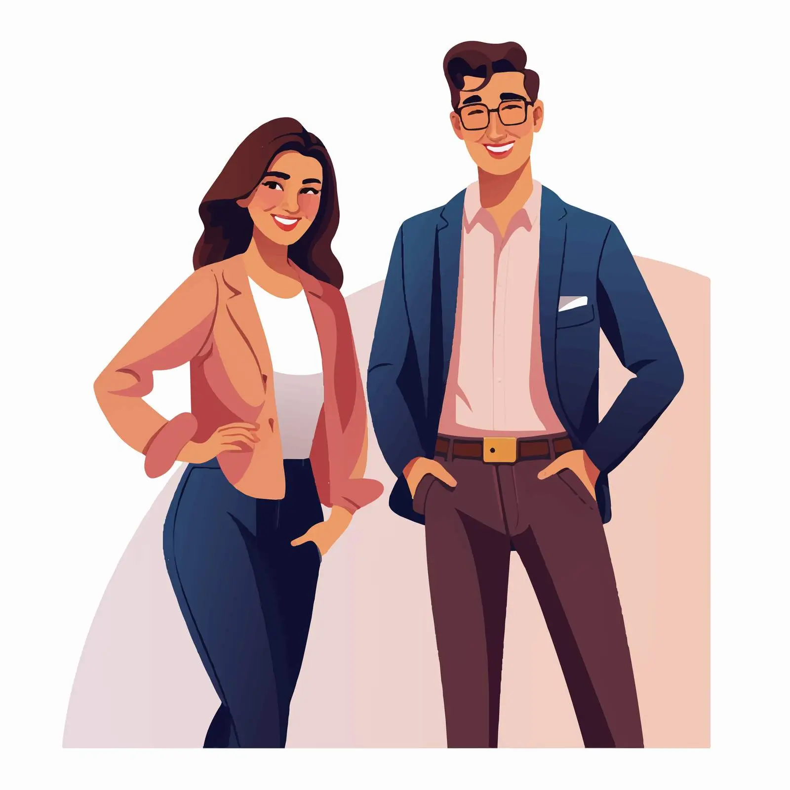 Cheerful Casual Couple Portrait Illustration — free download from Dotvec