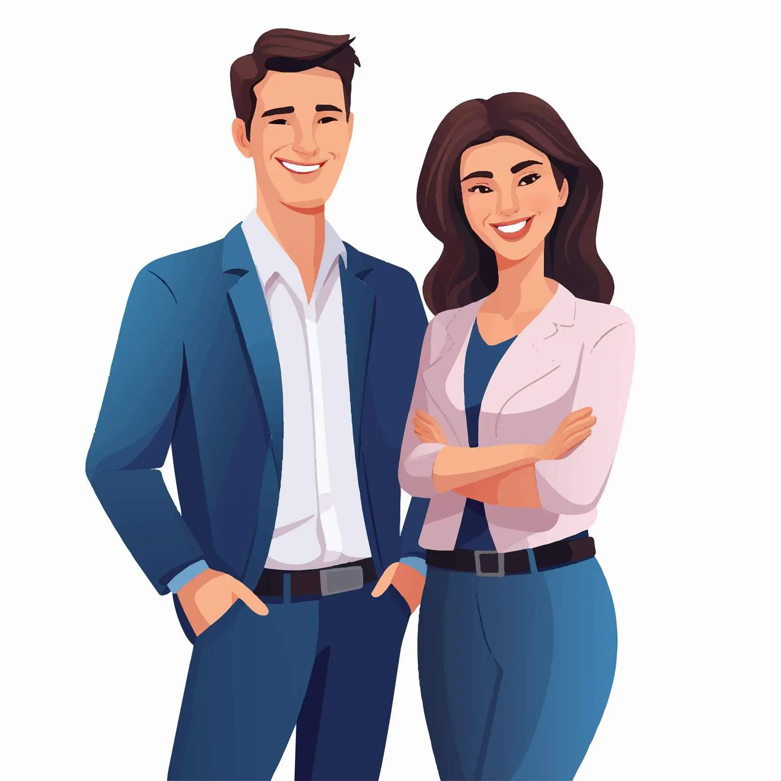 Cheerful Man and Woman in Casual Outfits — free download from Dotvec