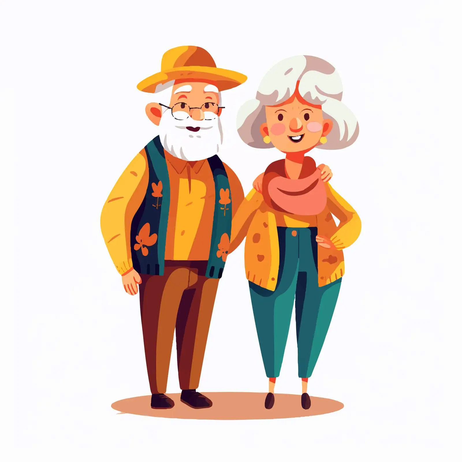 Happy Elderly Couple Vector Illustration — free download from Dotvec