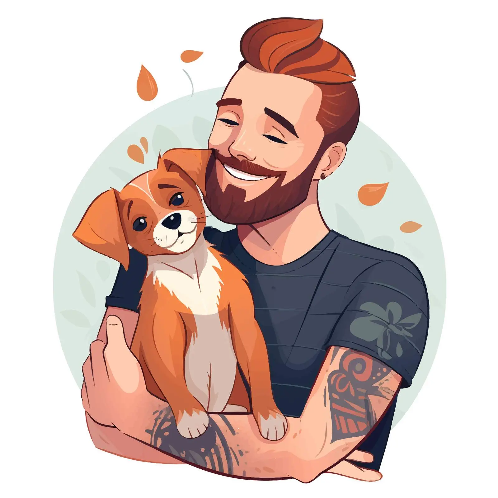 Bearded Redhead Man with Tattoos Holding Vector Art — free download from Dotvec
