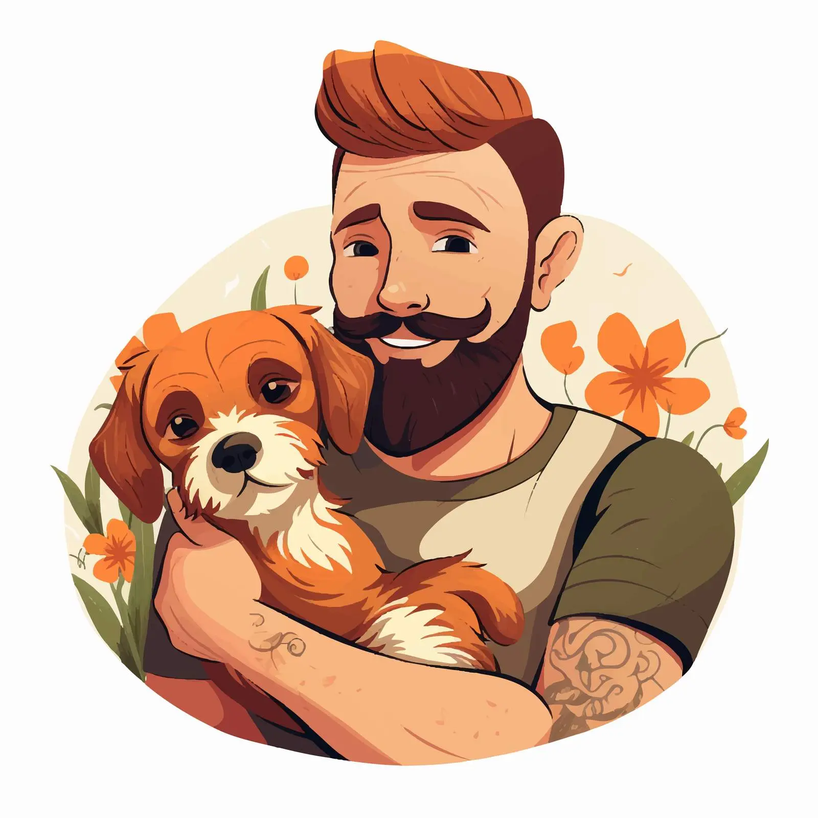 Bearded Redhead Man with Tattoos Portrait — free download from Dotvec