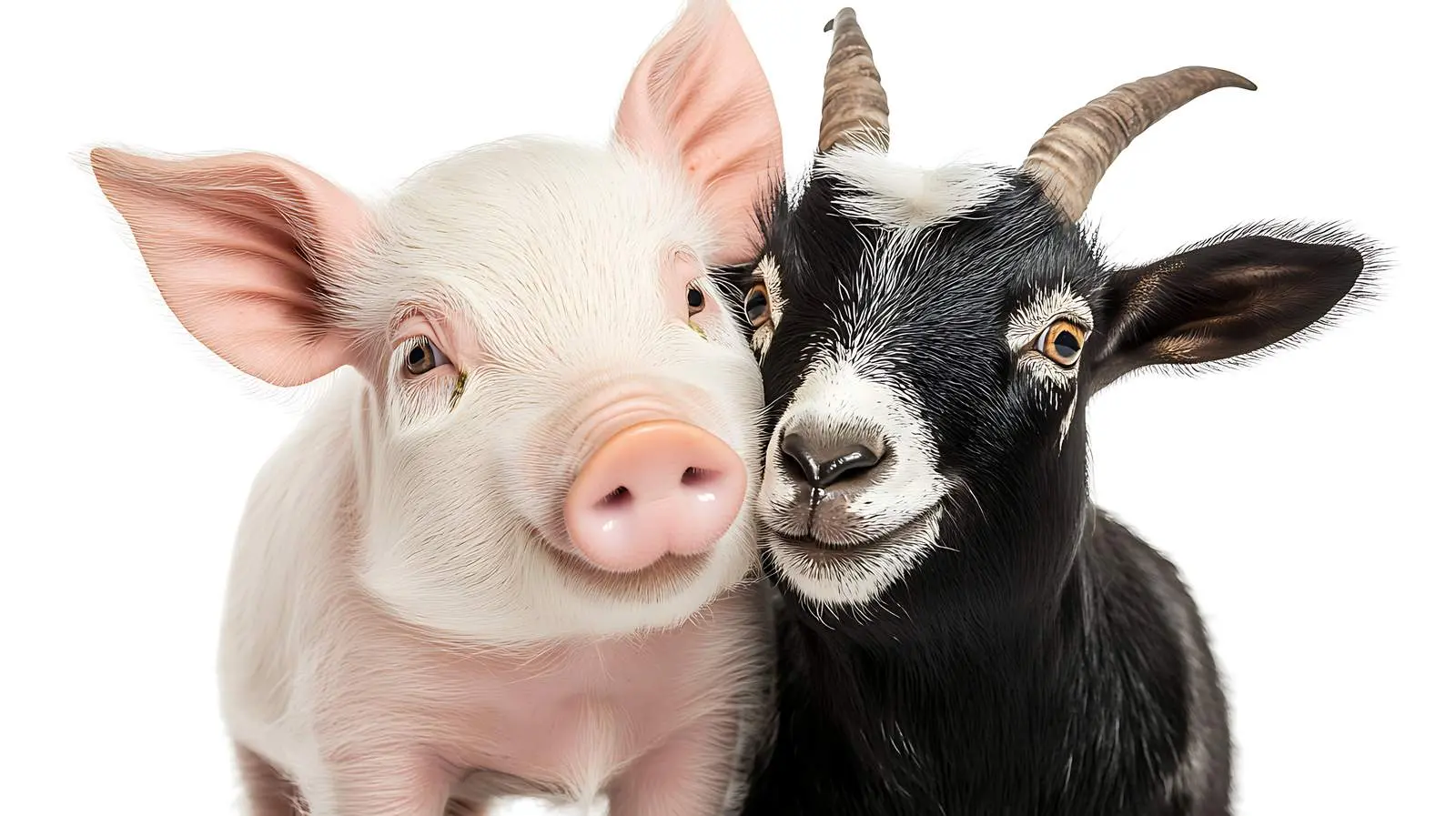 Funny Piglet and Goat Isolated on White Background — free download from Dotvec