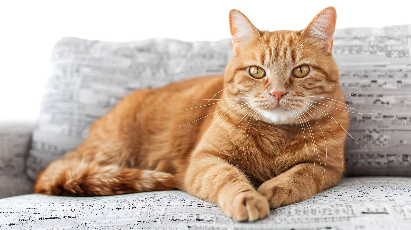 Ginger Cat on Couch White Background — free download from Dotvec