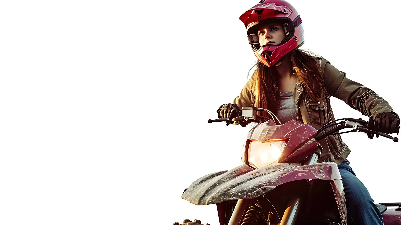 Young girl on quad bike white background — free download from Dotvec