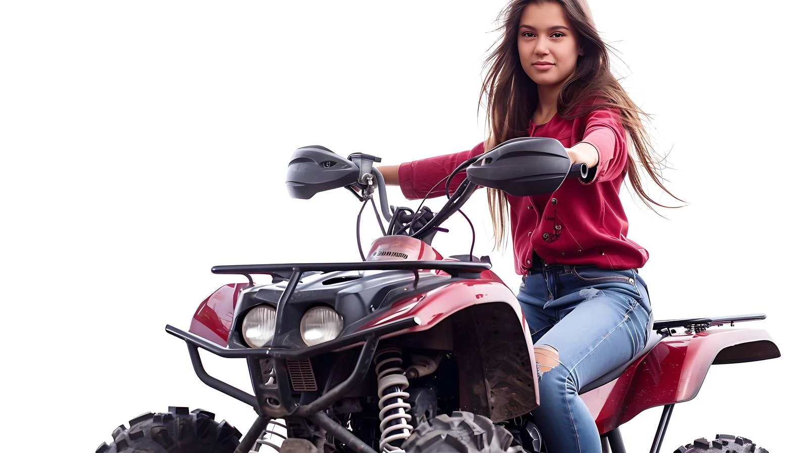 Girl Riding Quad Bike on White Background — free download from Dotvec