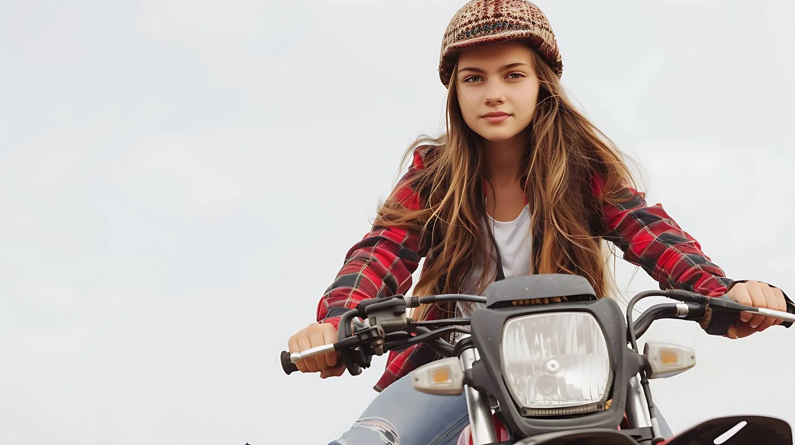 Young girl riding quad bike indoors — free download from Dotvec