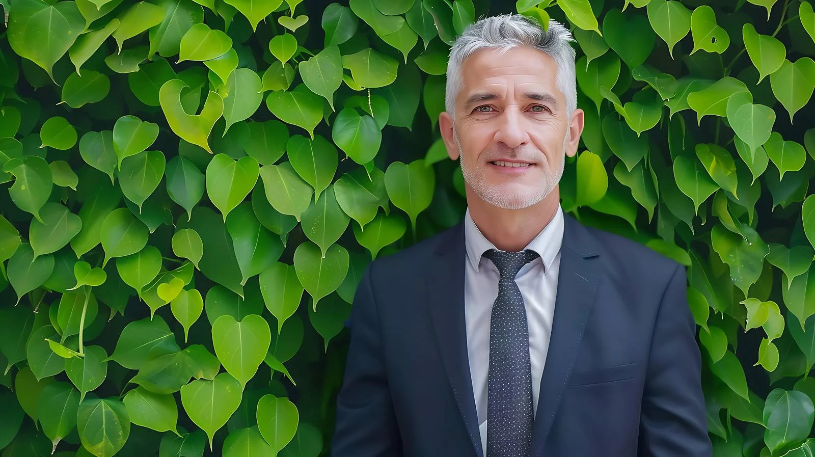 Grey-Haired Businessman in Green Background — free download from Dotvec