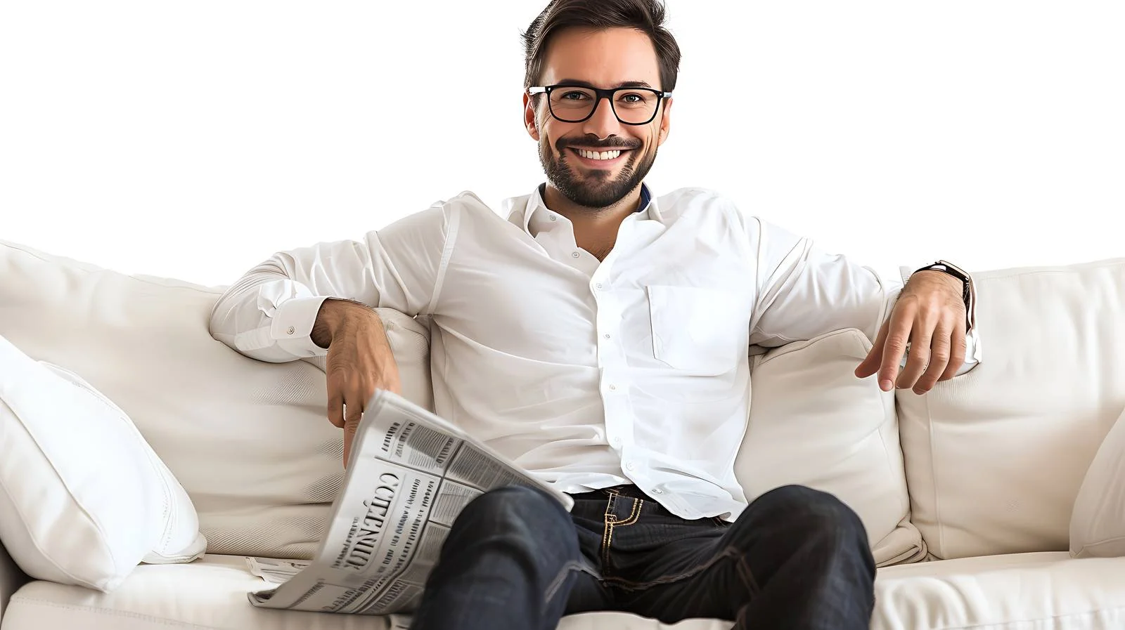 Cheerful Businessman in White Shirt Portrait — free download from Dotvec