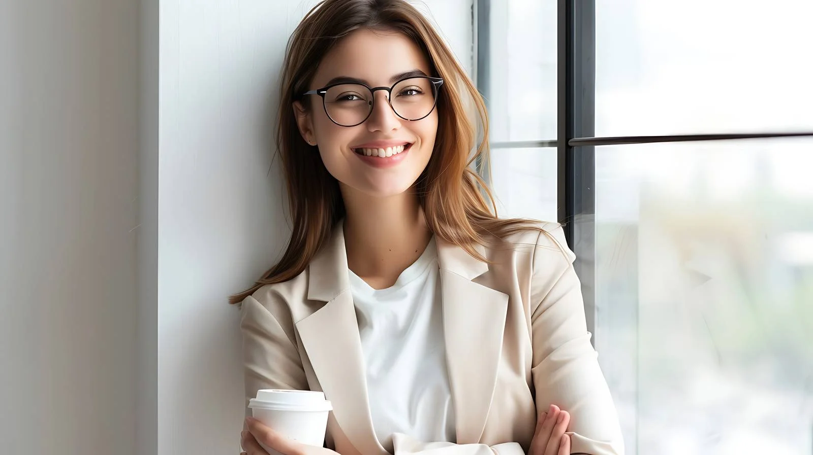 Happy Businesswoman Coffee Break — free download from Dotvec