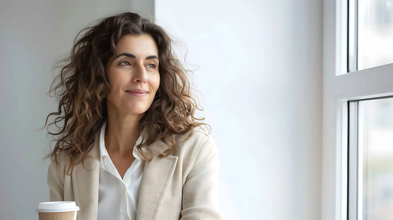 Smiling Businesswoman Coffee Break — free download from Dotvec