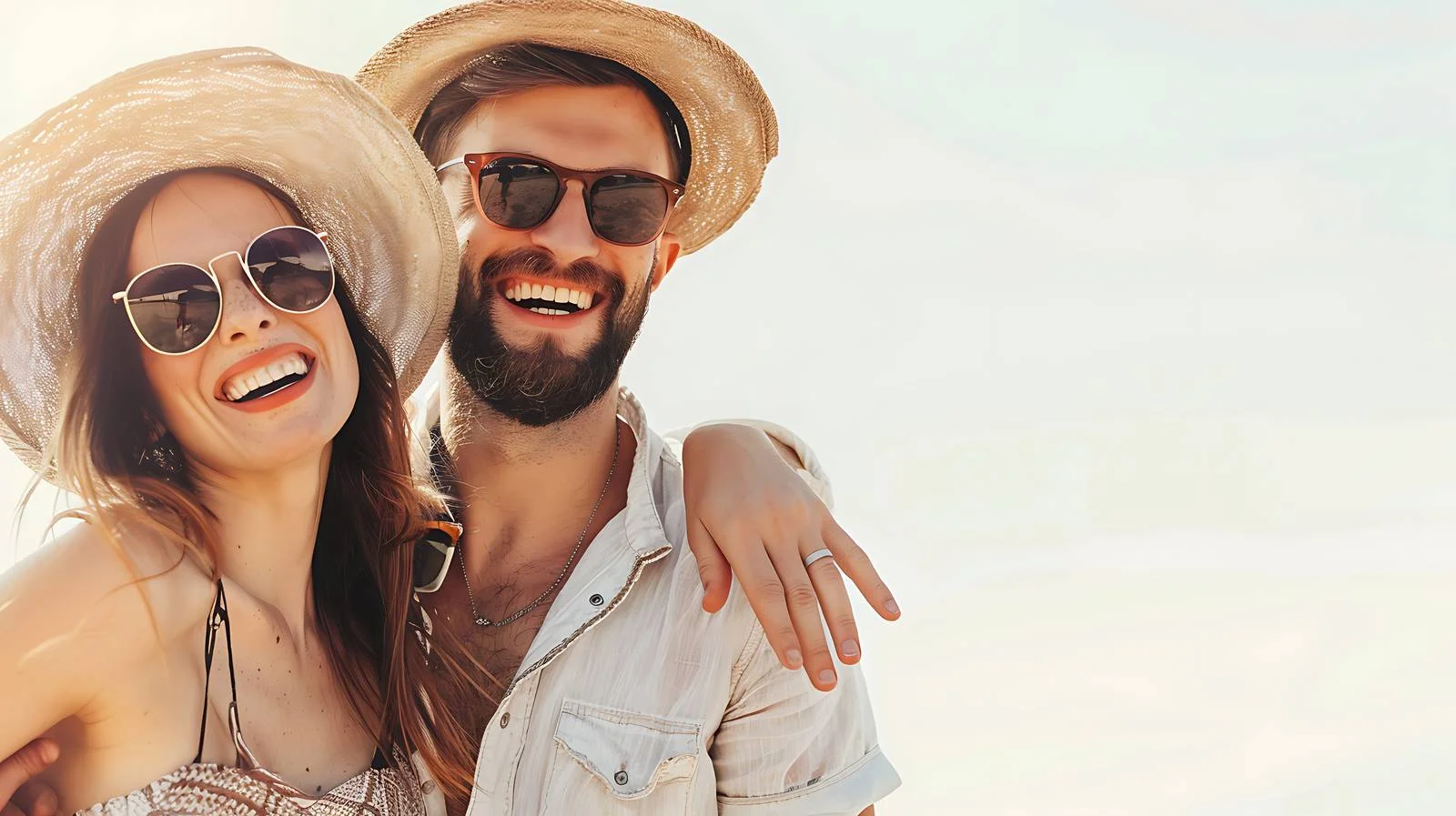 Happy Beach Couple Isolated Portrait — free download from Dotvec