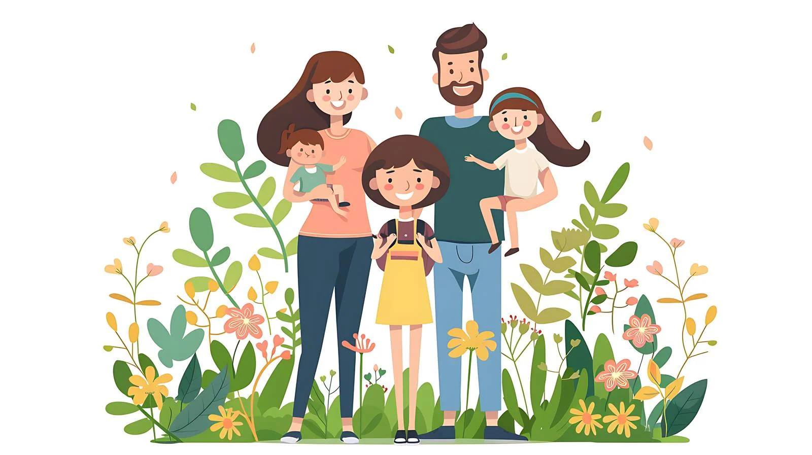 Happy Family Garden Portrait — free download from Dotvec