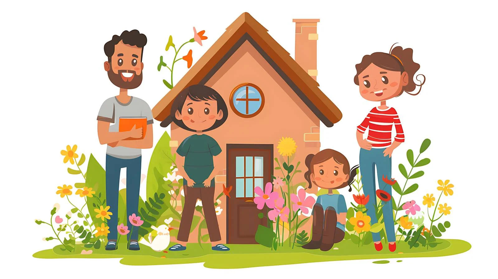 Happy Family in Home Garden Portrait — free download from Dotvec