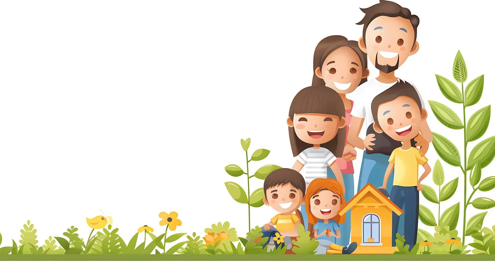 Happy Family Portrait in Home Garden — free download from Dotvec