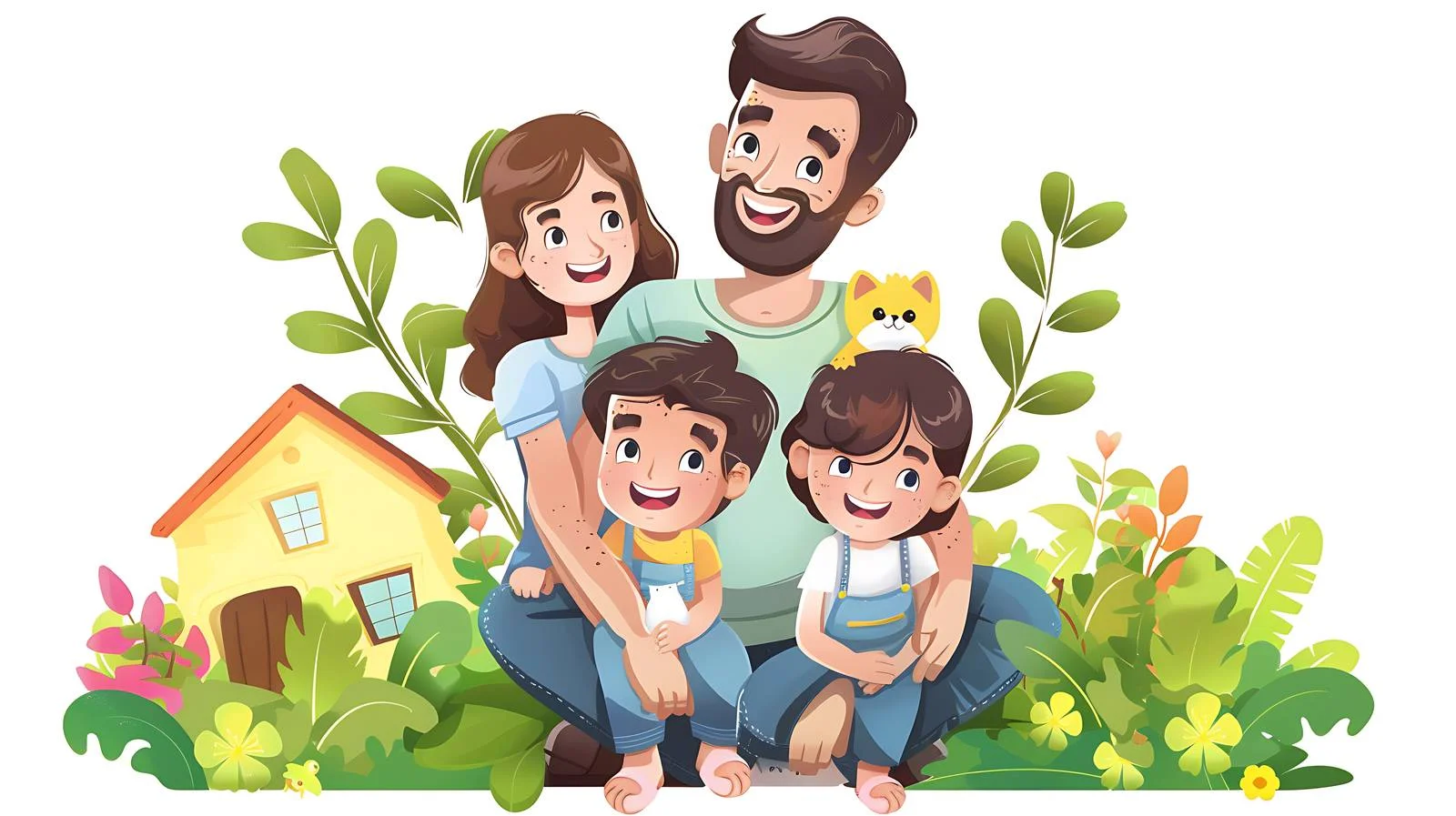Joyful Family in Home Garden — free download from Dotvec