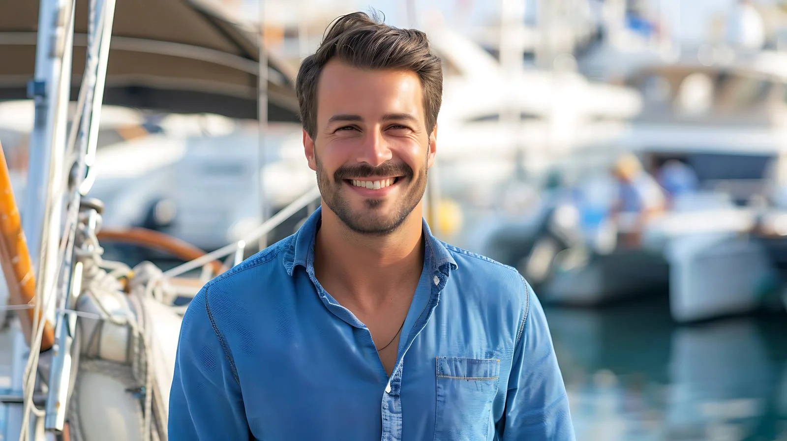 Stylish Man in Blue Portrait — free download from Dotvec