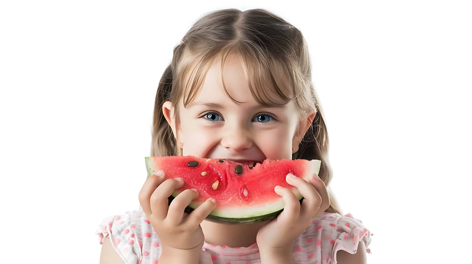 Joyful Girl Enjoying Watermelon Snack — free download from Dotvec