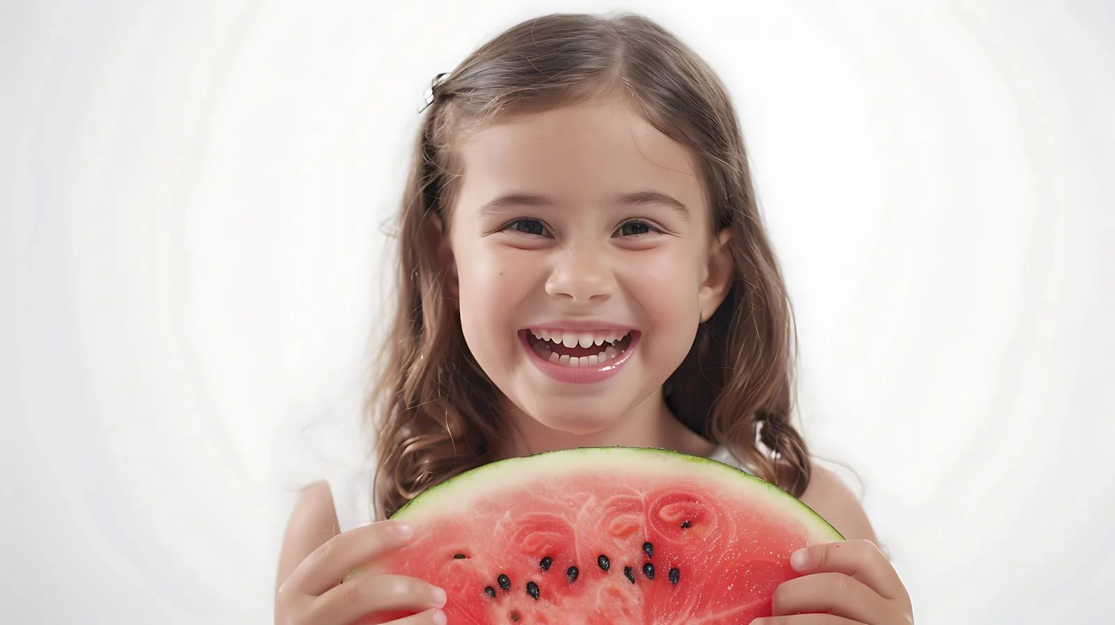 Joyful Girl Eating Watermelon Outdoors — free download from Dotvec
