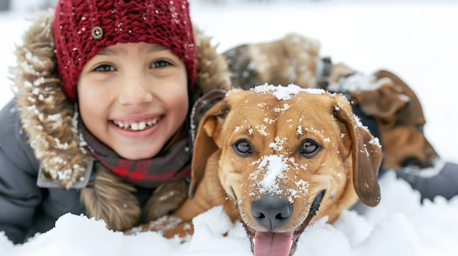 Winter Portrait: Siblings and Dog — free download from Dotvec