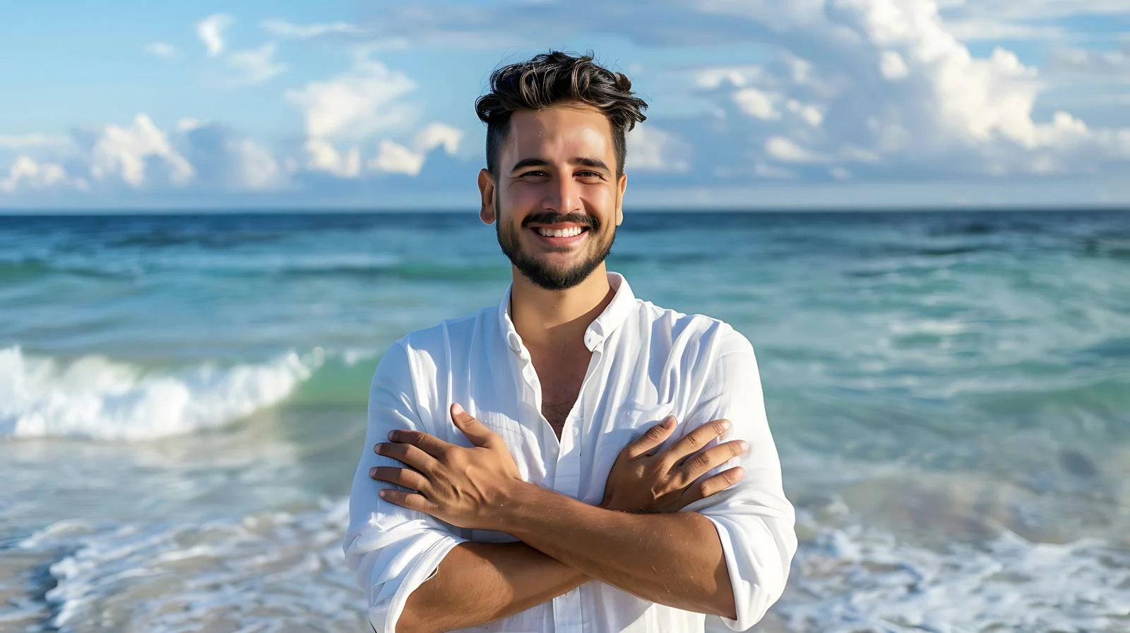 Happy Handsome Man in White Shirt — free download from Dotvec