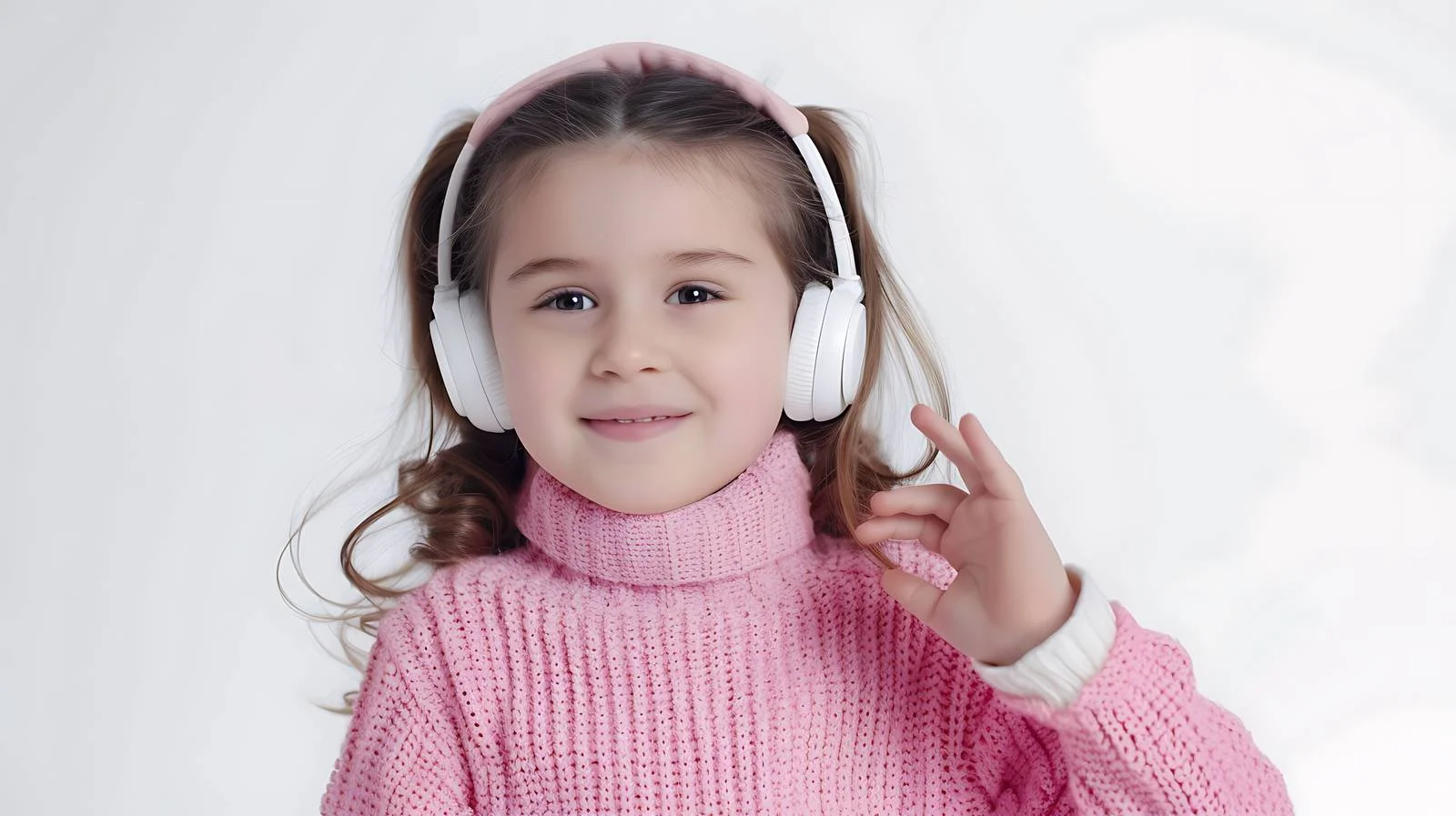 Joyful Girl in Pink Turtleneck Portrait — free download from Dotvec