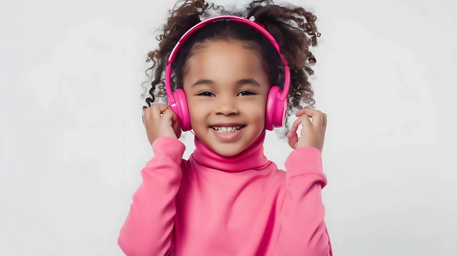 Joyful Girl in Pink Turtleneck Portrait — free download from Dotvec