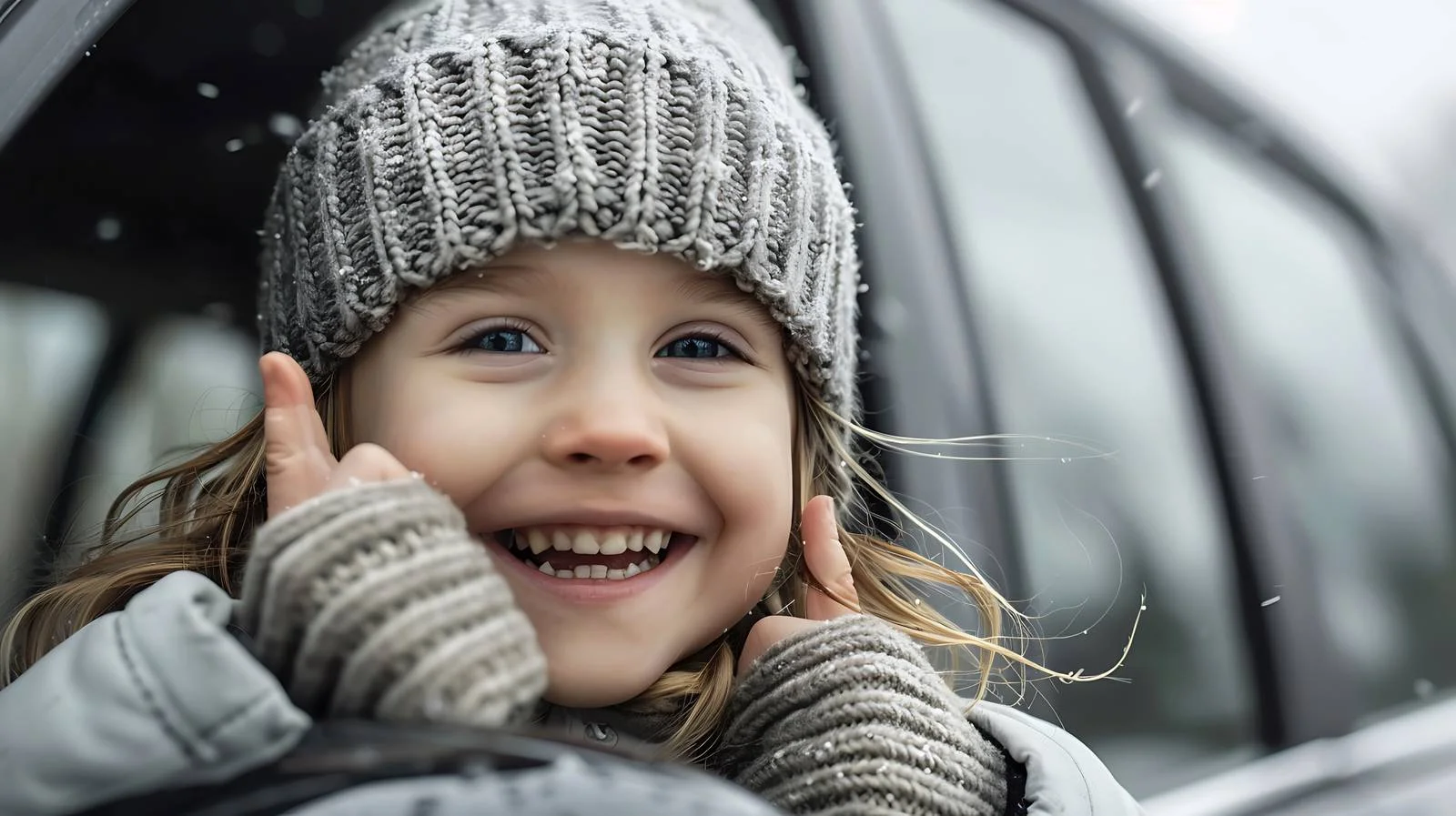 Cheerful Girl in Wool Cap Portrait — free download from Dotvec