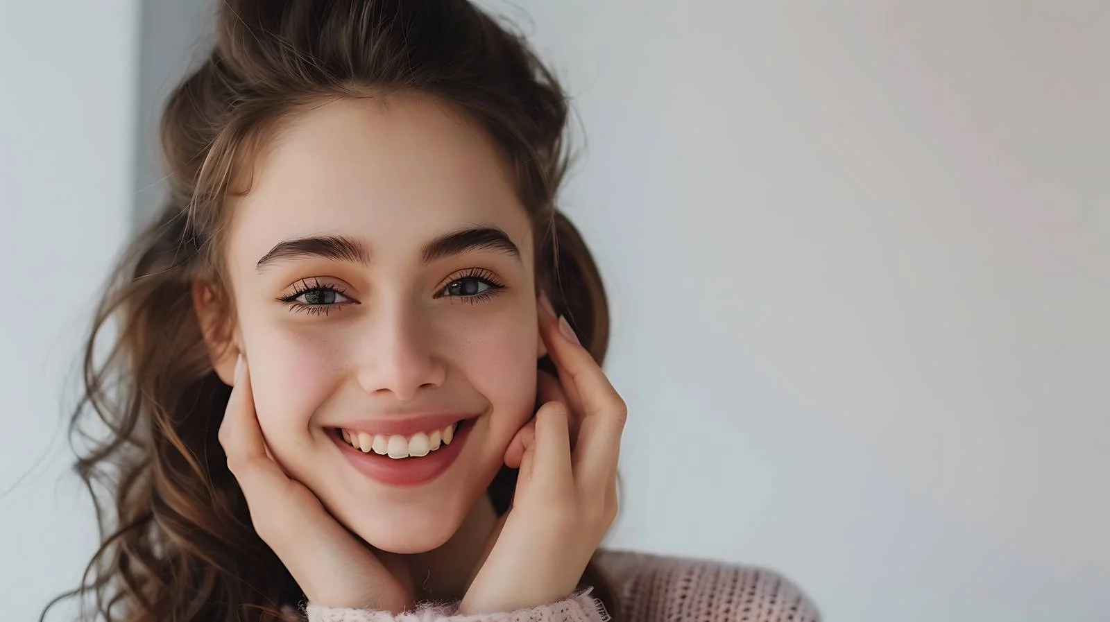 Joyful young lady radiating happiness indoors — free download from Dotvec