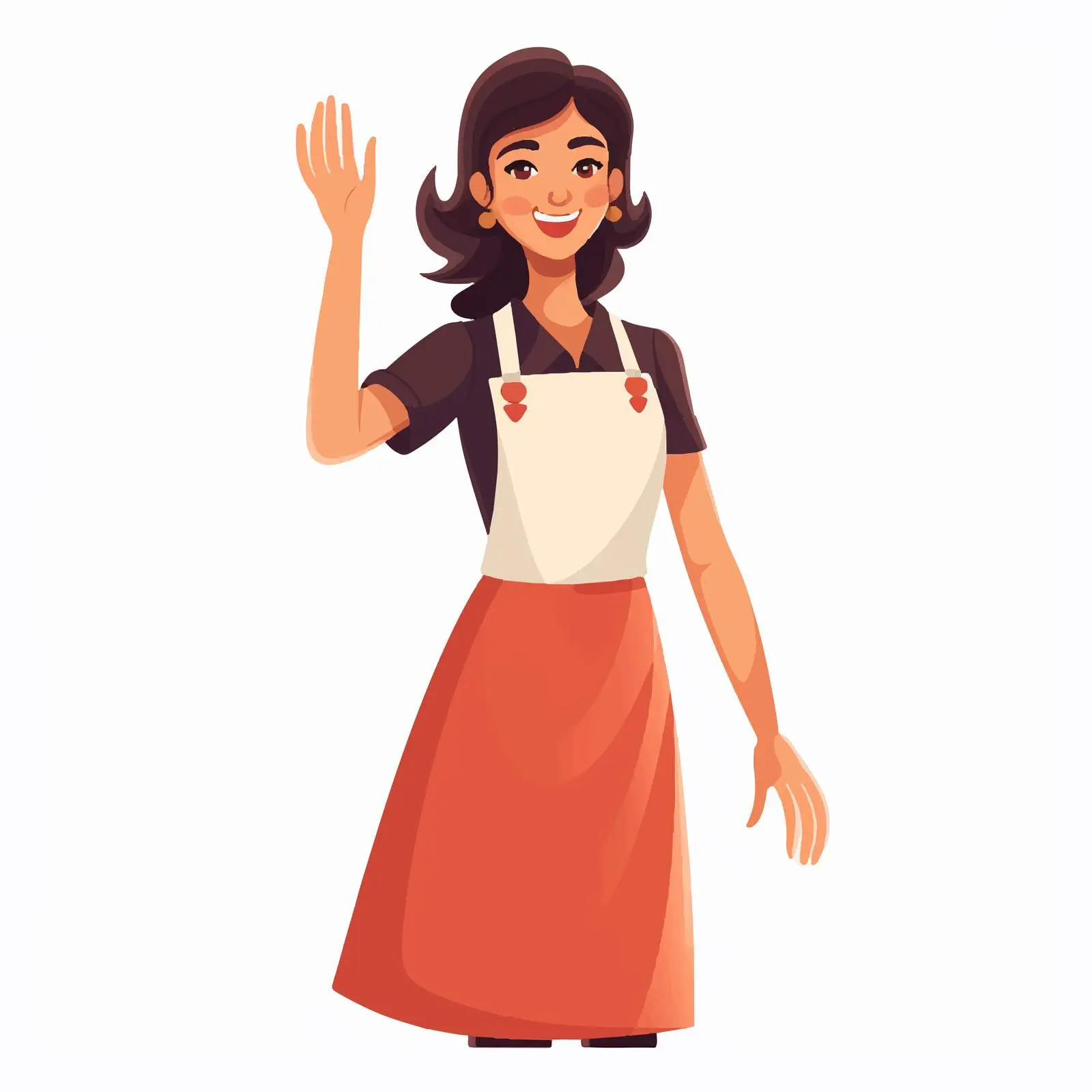 Happy Woman in Apron Greeting with Smile — free download from Dotvec