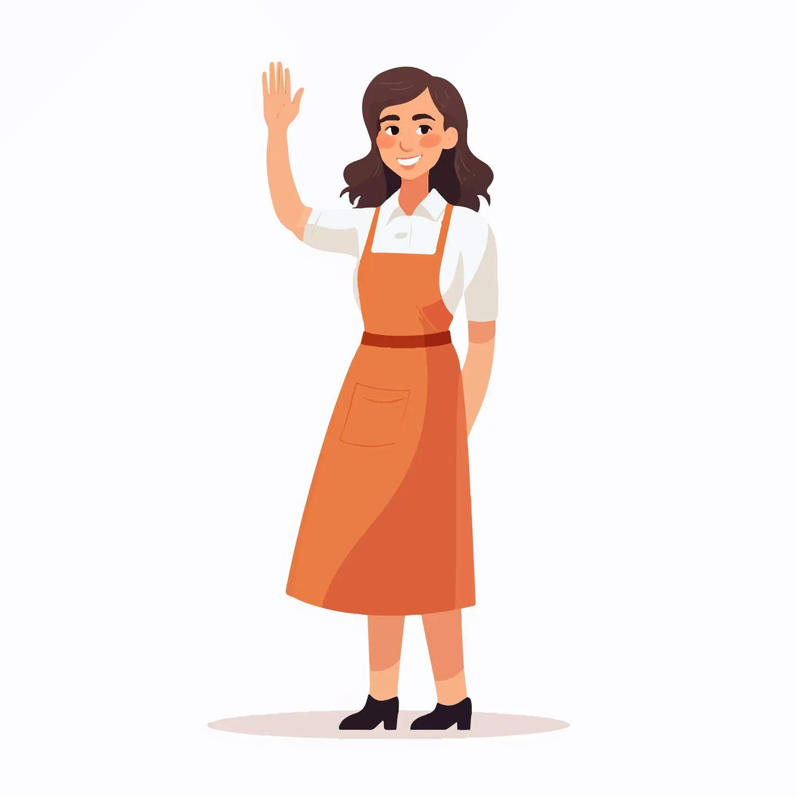 Smiling Woman in Apron Greeting Person — free download from Dotvec