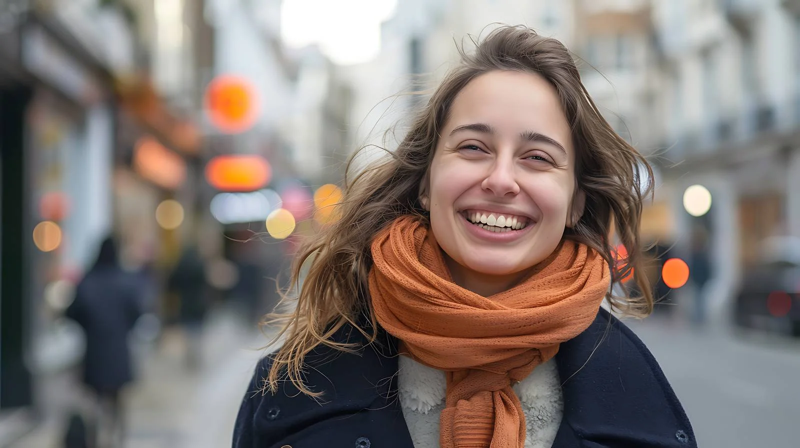 Happy Woman in London City Portrait — free download from Dotvec