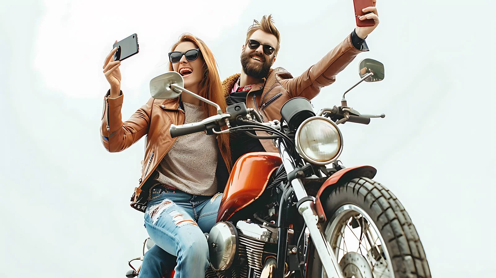 Vintage Motorbike Couple Portrait — free download from Dotvec