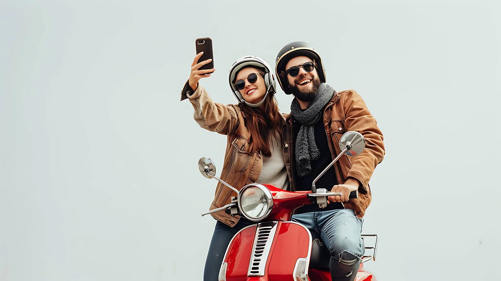 Vintage Motorbike Couple Portrait — free download from Dotvec